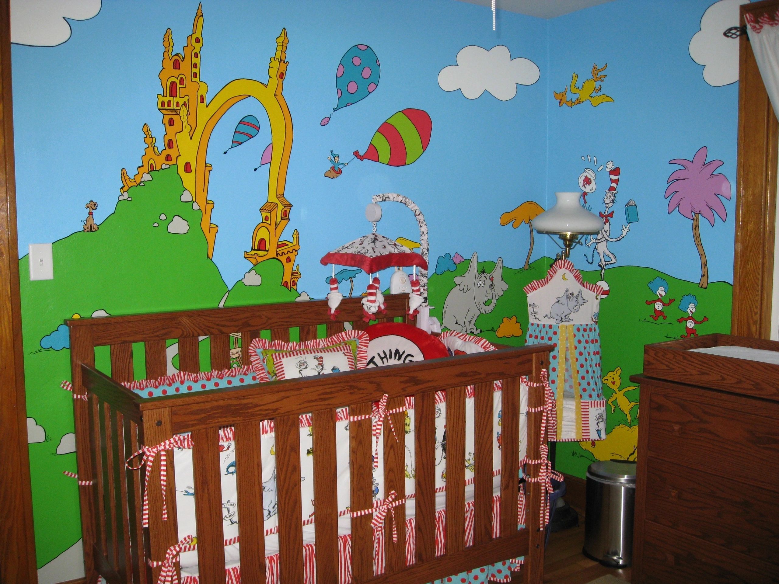 Dr. Seuss nursery mural